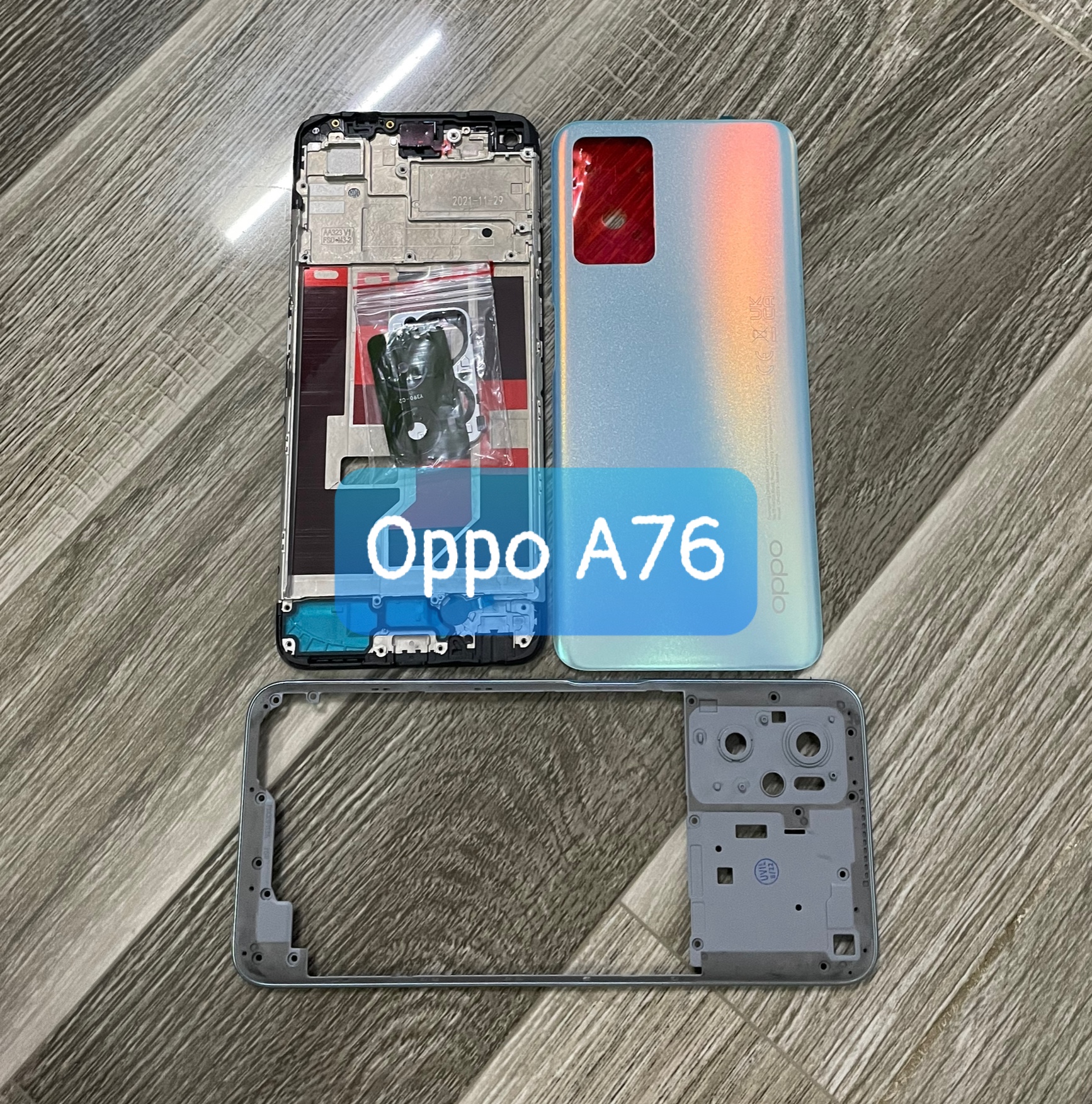 bộ vỏ oppo A76 ,bộ zin new kèm khay sim,kính camera
