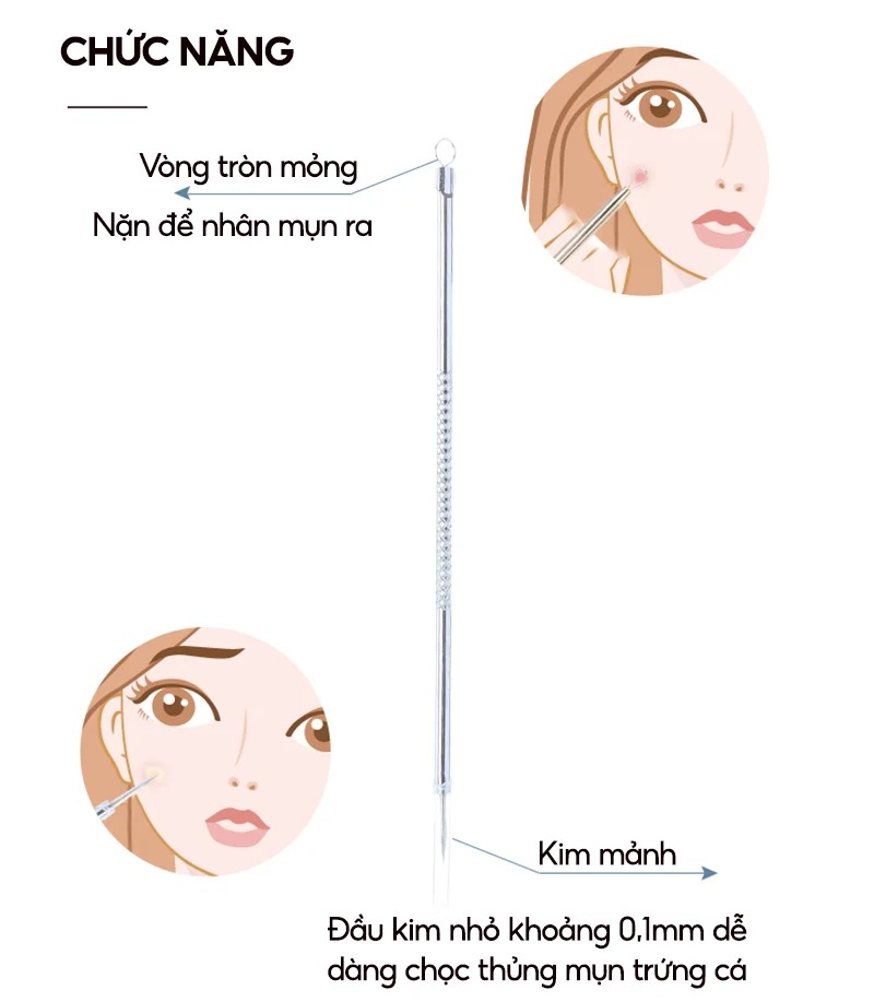[NHẬP KHẨU] Cây Nặn Mụn Hai Đầu LMLTOP Acnes Needle - NO.B0754, E097