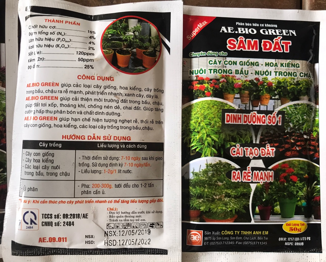 Phân bón hữu cơ khoáng SÂM ĐẤT - Chuyên hoa kiểng, cây giống