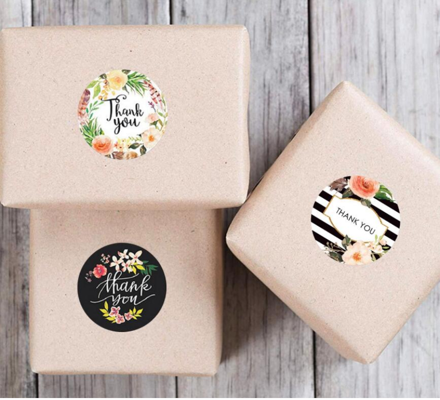 Cuộn 500 miếng dán Sticker "Thank You" - 6 styles (đường kính nhãn dán 2,5cm)