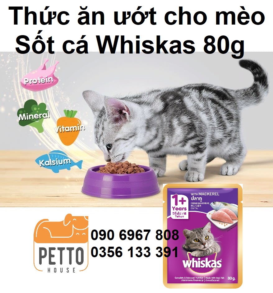 Thức ăn ướt cho mèo Sốt cá thu Whiskas Mackerel 80g