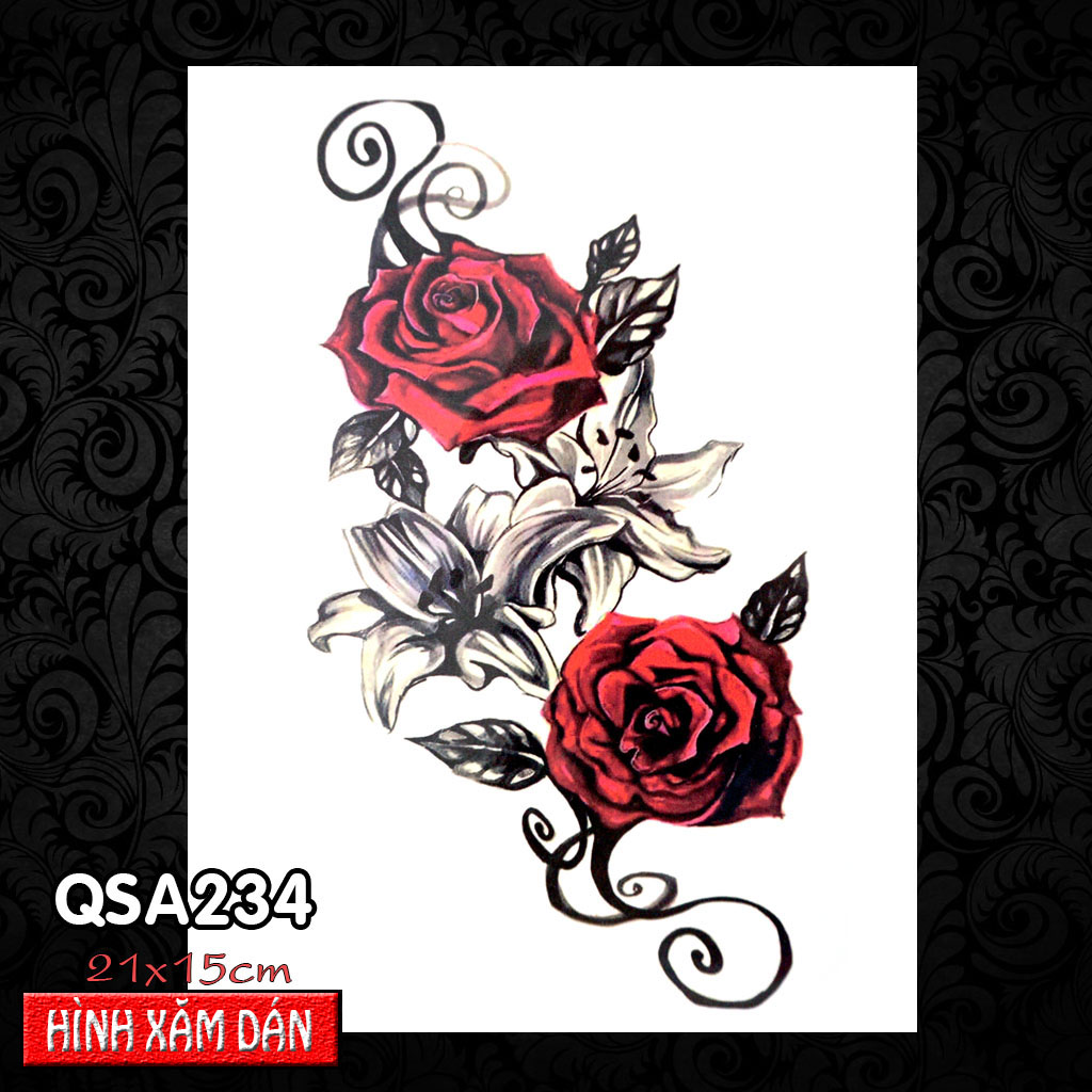 Tattoo stickers rose, Lotus, peach blossom (21x15cm)