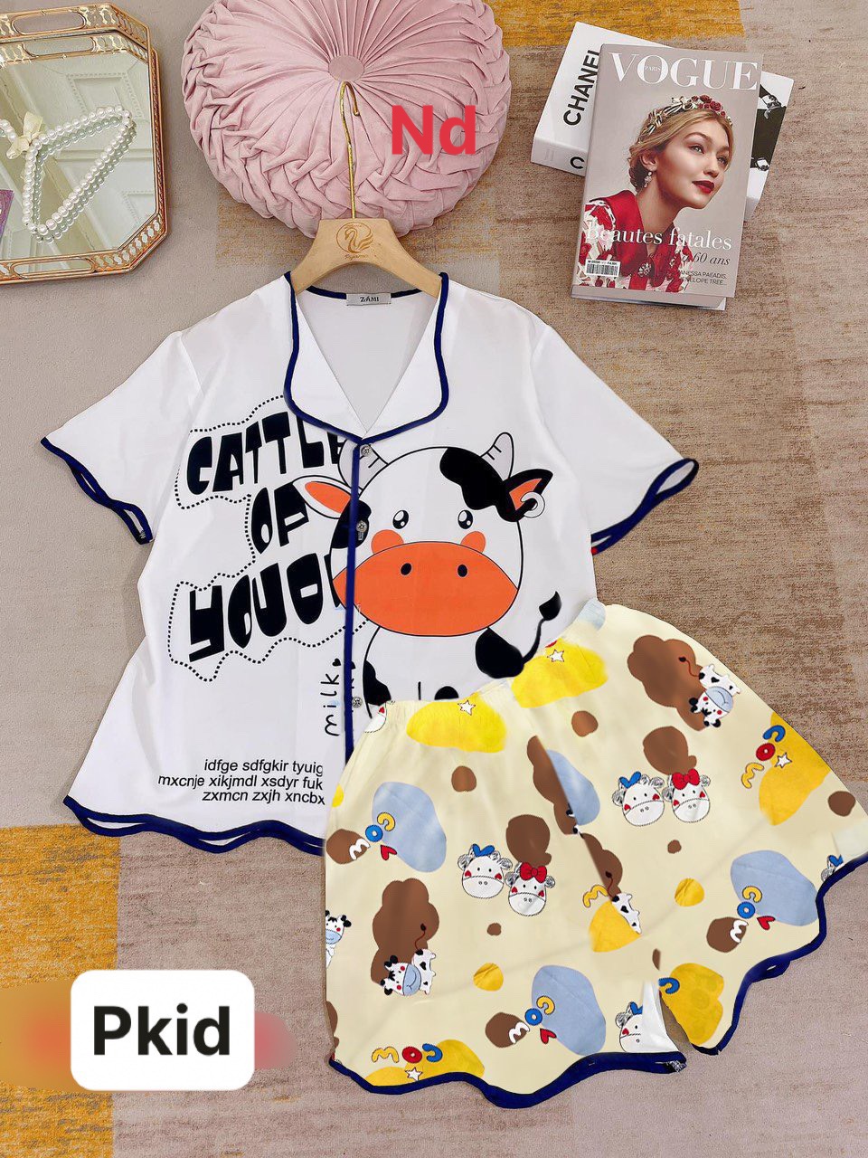 SÉT BỘ ĐÙI PYJMAMA BÉ GÁI IN HÌNH SIÊU CUTE