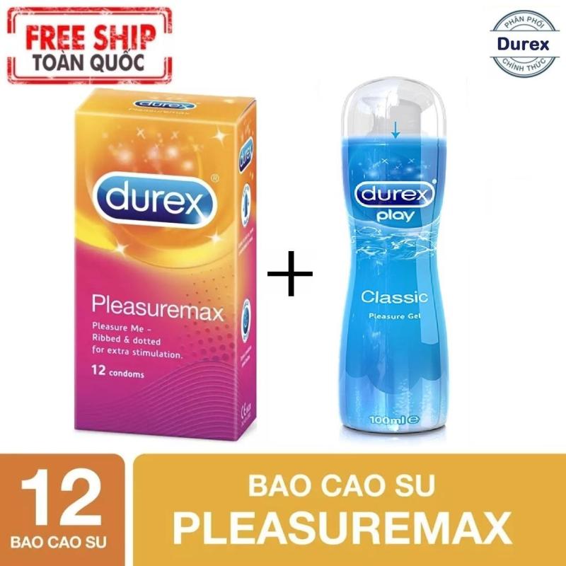 BCS Durex Pleasuremax gân gai 12s - tặng Gel bôi trơn Durex Play 50G [che tên sản phẩm] cao cấp