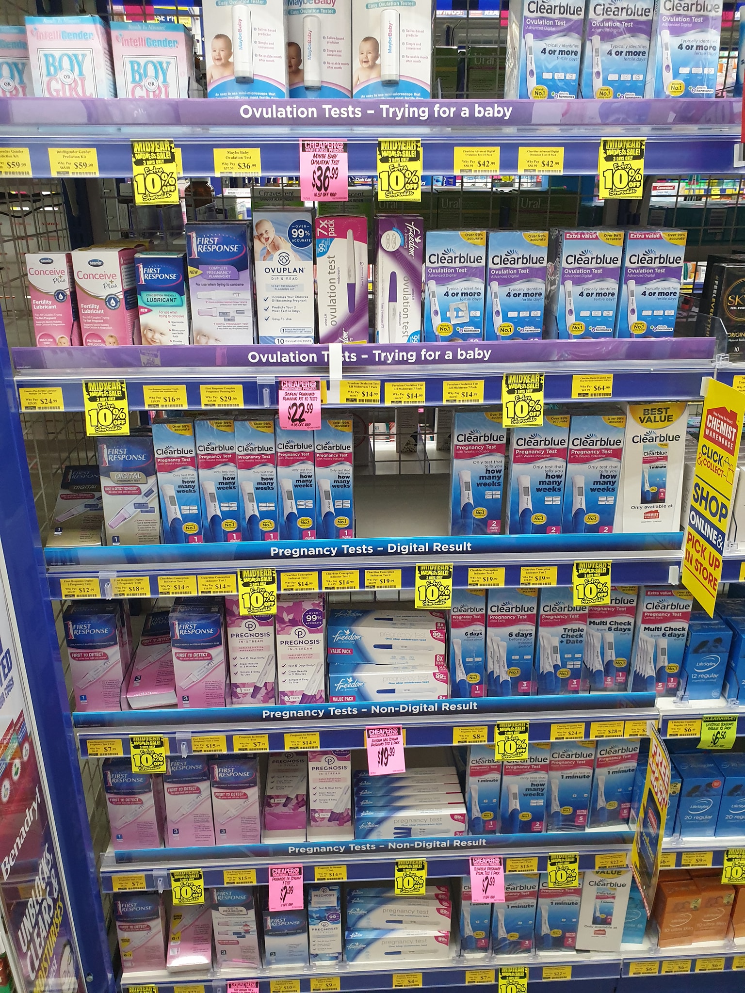 Clearblue 4 or More Ovulation Test Strips with 2 and 3 Steps Showing Australia