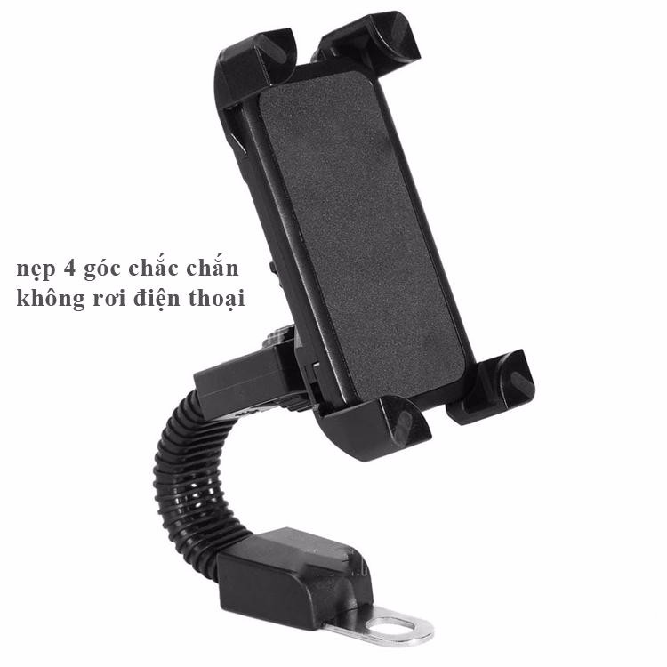 Kẹp điện thoại gắn chân gương xe máy