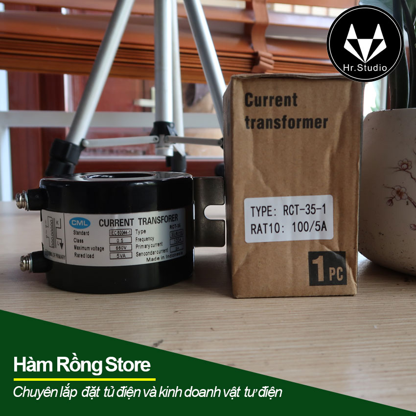 Biến dòng TI 100/5 A màu đen đo dòng Ample