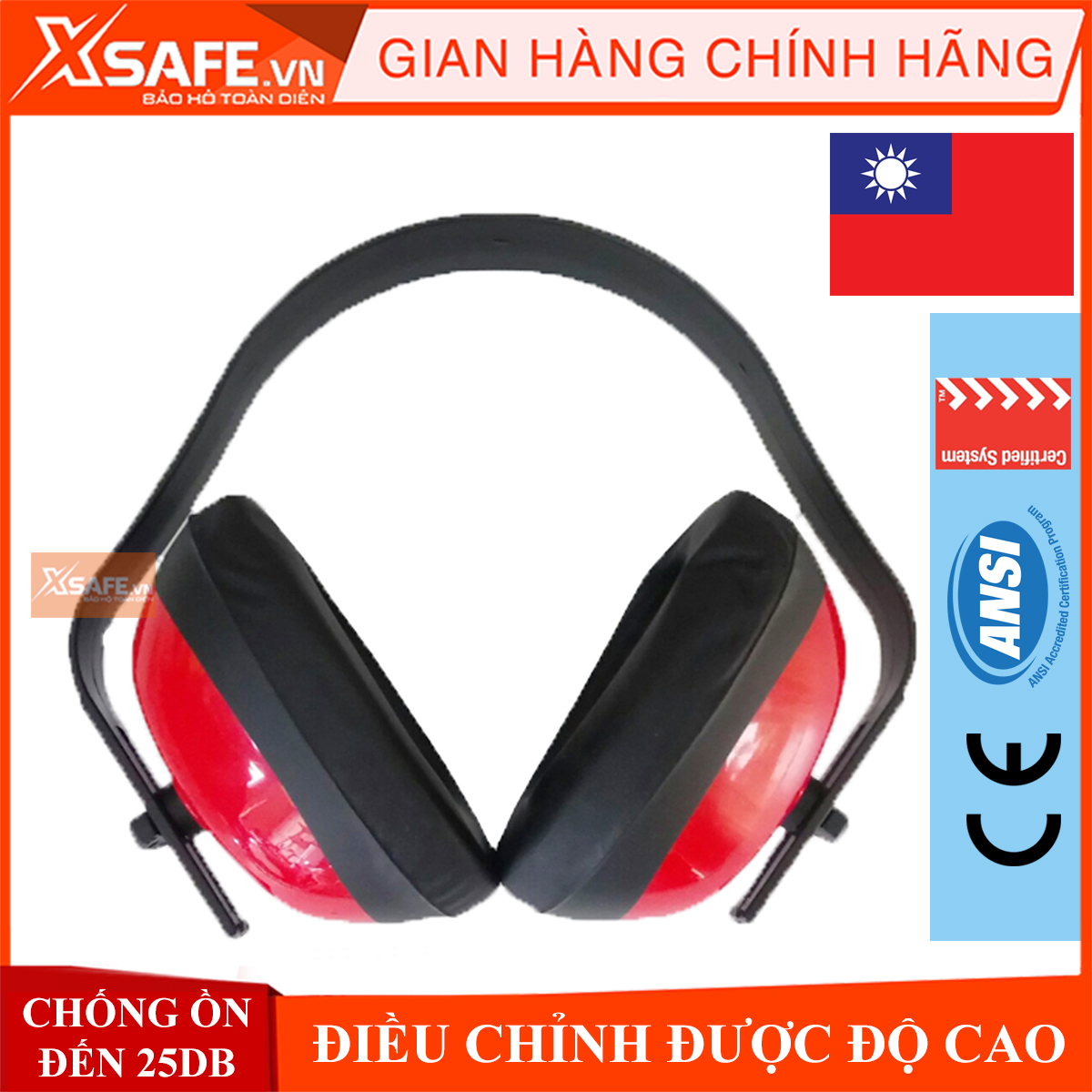 Chụp tai chống ồn SuperChing JE-201 mức chống ồn 25dB đệm da êm ái có thể điều chỉnh theo cỡ đầu, phone chống ồn, bịt tai
