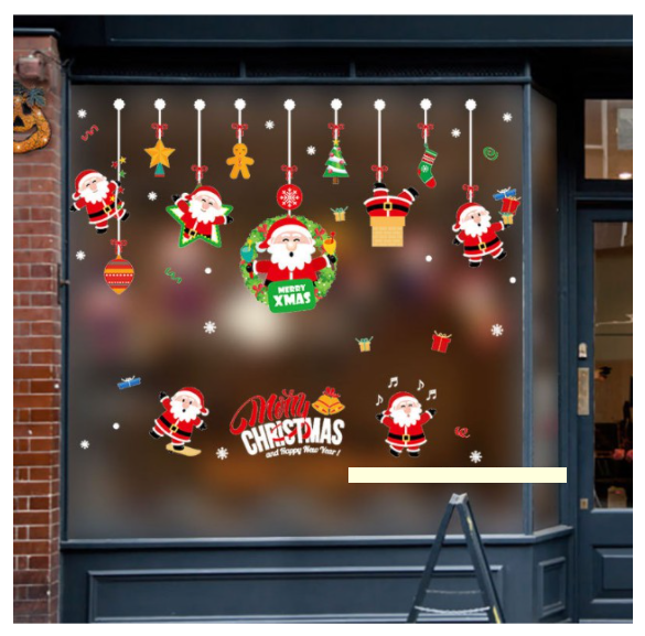 Decal trang trí Noel - Rèm dây ông già Noel