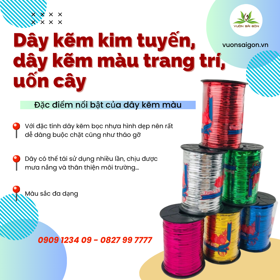 Dây kẽm màu cuộn ~ 250gr - dùng cột lan, gói quà, trang trí thiệp (Vườn Sài Gòn - Vuon Sai Gon)