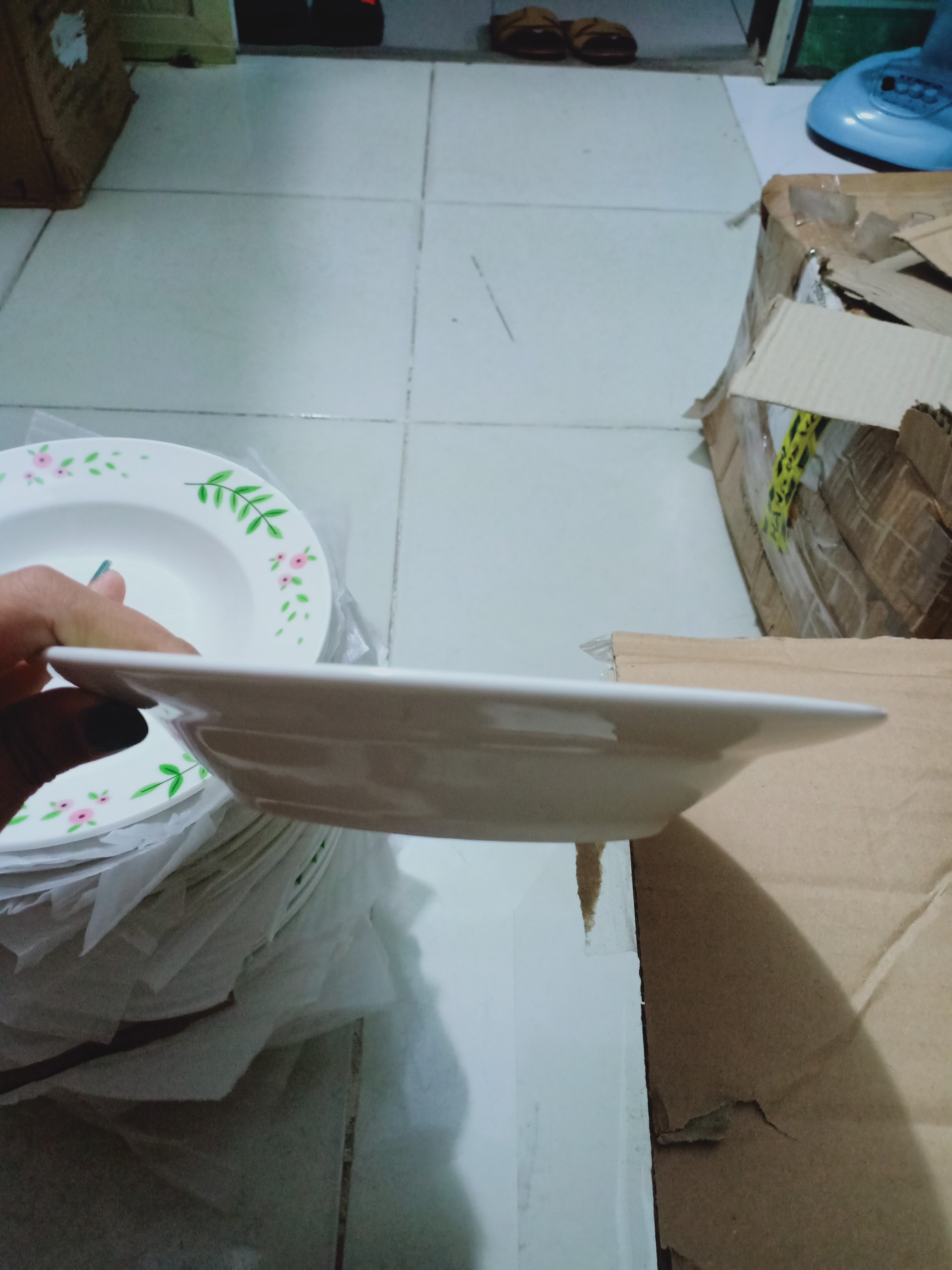 Combo 6 dĩa sứ cao cấp in hình viền hoa lá