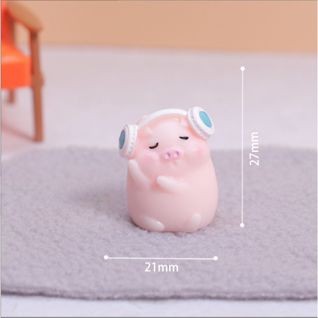 Mô hình heo con bed time decor bàn học, terrarium