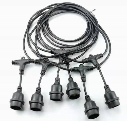 Dây đui đèn kín nước trang trí ngoài trời 3 mét 6 đui E27