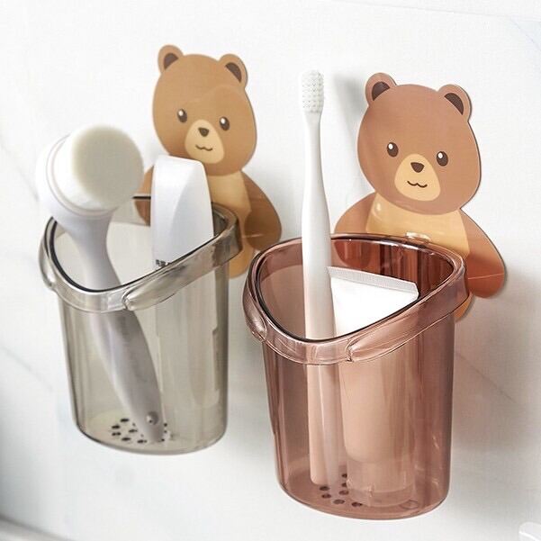 [FREESHIP]Cốc Gấu Dán Tường Đựng Bàn Chải