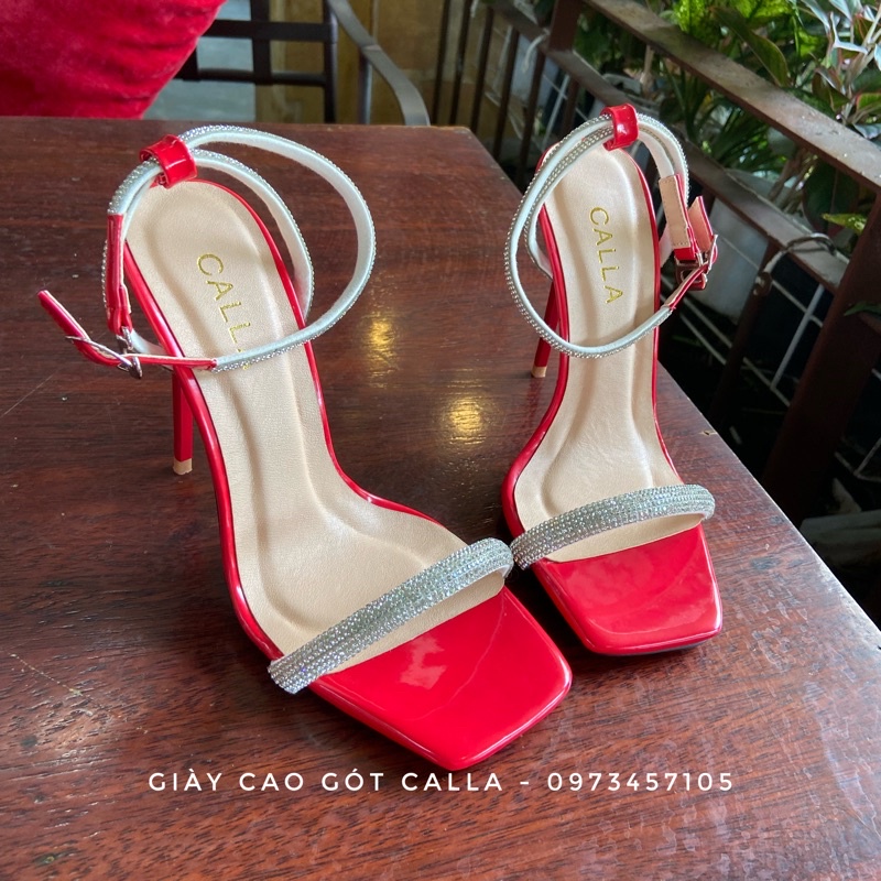 sandal đính đá đủ màu (đen, đỏ, nude, bạc) cao 7cm đến 12cm