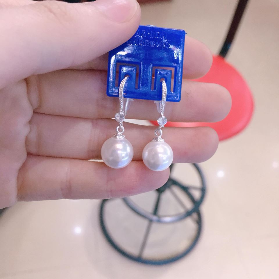 Bông tai móc treo ngọc trai bạc ý 9,25