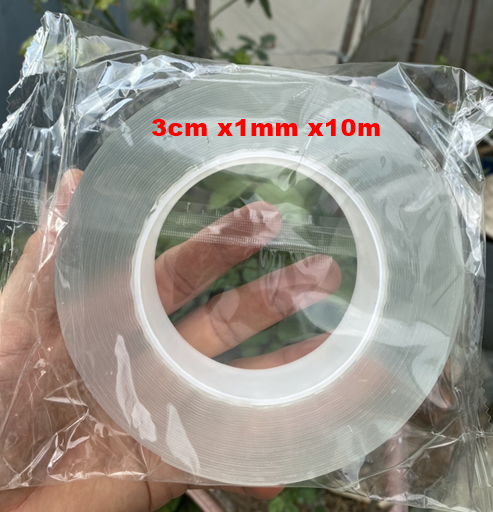 Cuộn băng keo 10m, keo 10m 2 mặt siêu dính dày 1mm