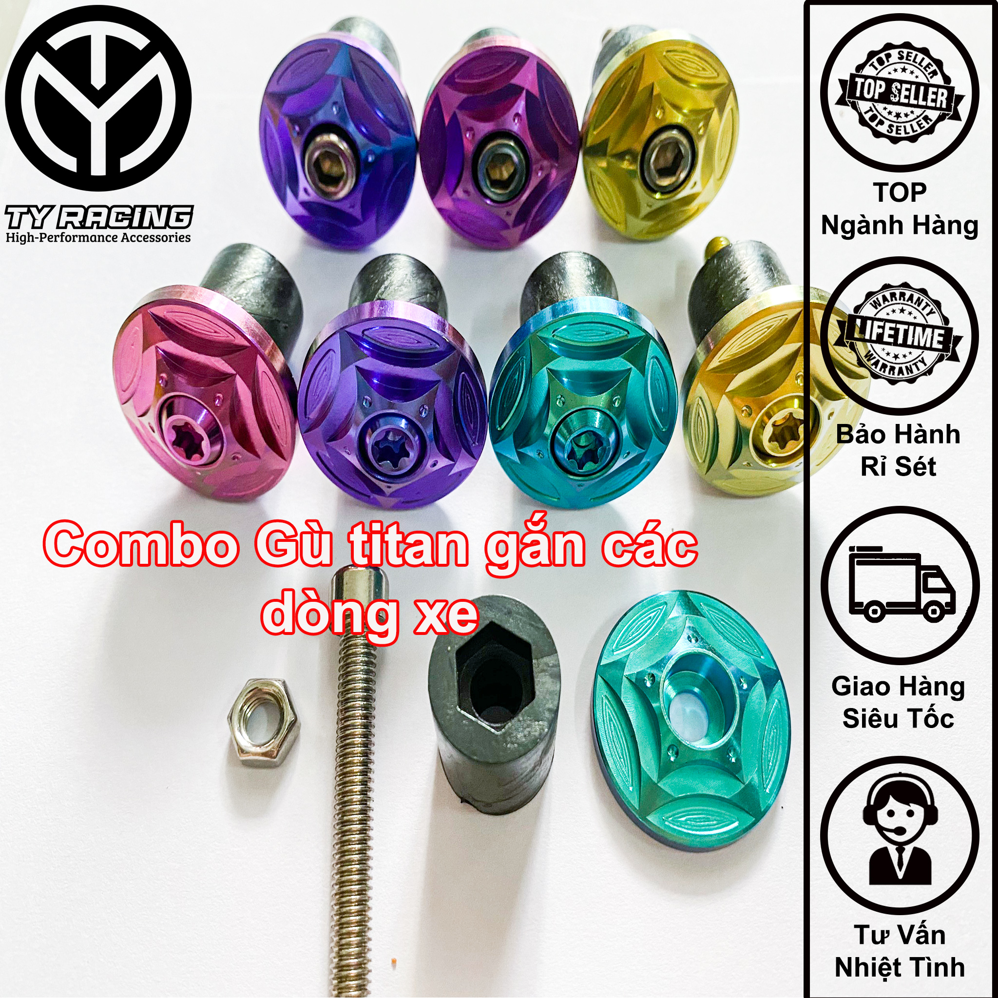 Gù Titan GR5 đầy đủ phụ kiện gắn tay lái các dòng xe - TY Racing