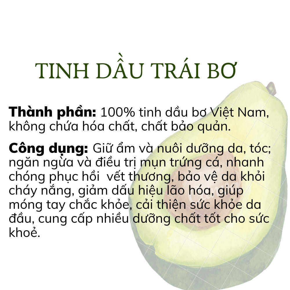 [Tinh Dầu] Tinh Dầu Trái Bơ GoldzHerbs, 100% thiên nhiên