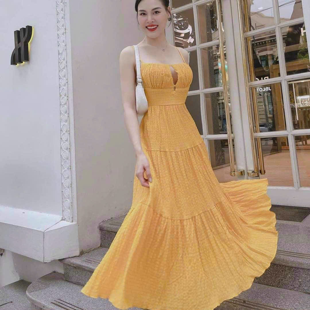 [HCM] Đầm Maxxi 2 Dây Xếp Tầng (có mút ngực)