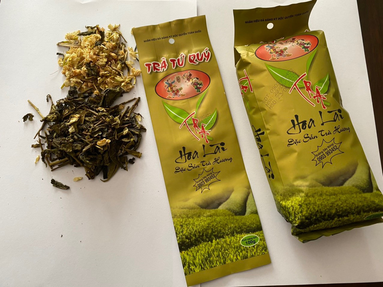 Trà Tứ Quý Hoa Lài Không đường 100gr gói