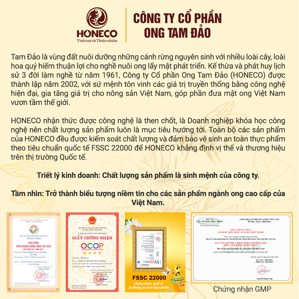 Nghệ mật ong Tacumin Honeco 250g (Mật ong, tinh chất nghệ Curcumin, Sữa ong chúa tươi)