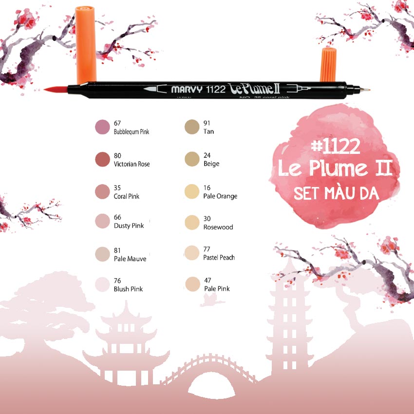 Bút Lông Hai Đầu MARVY 1122 Tone Da