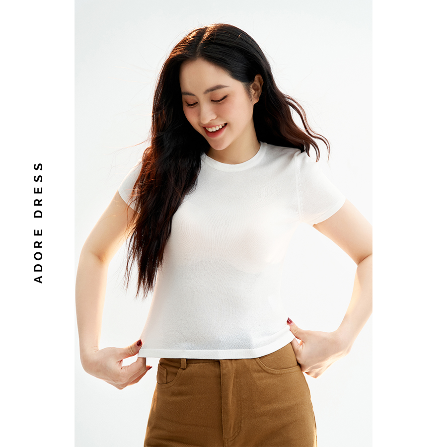 Áo kiểu sợi mongtoghi cổ tròn 8 màu 411kn0001 adore dress