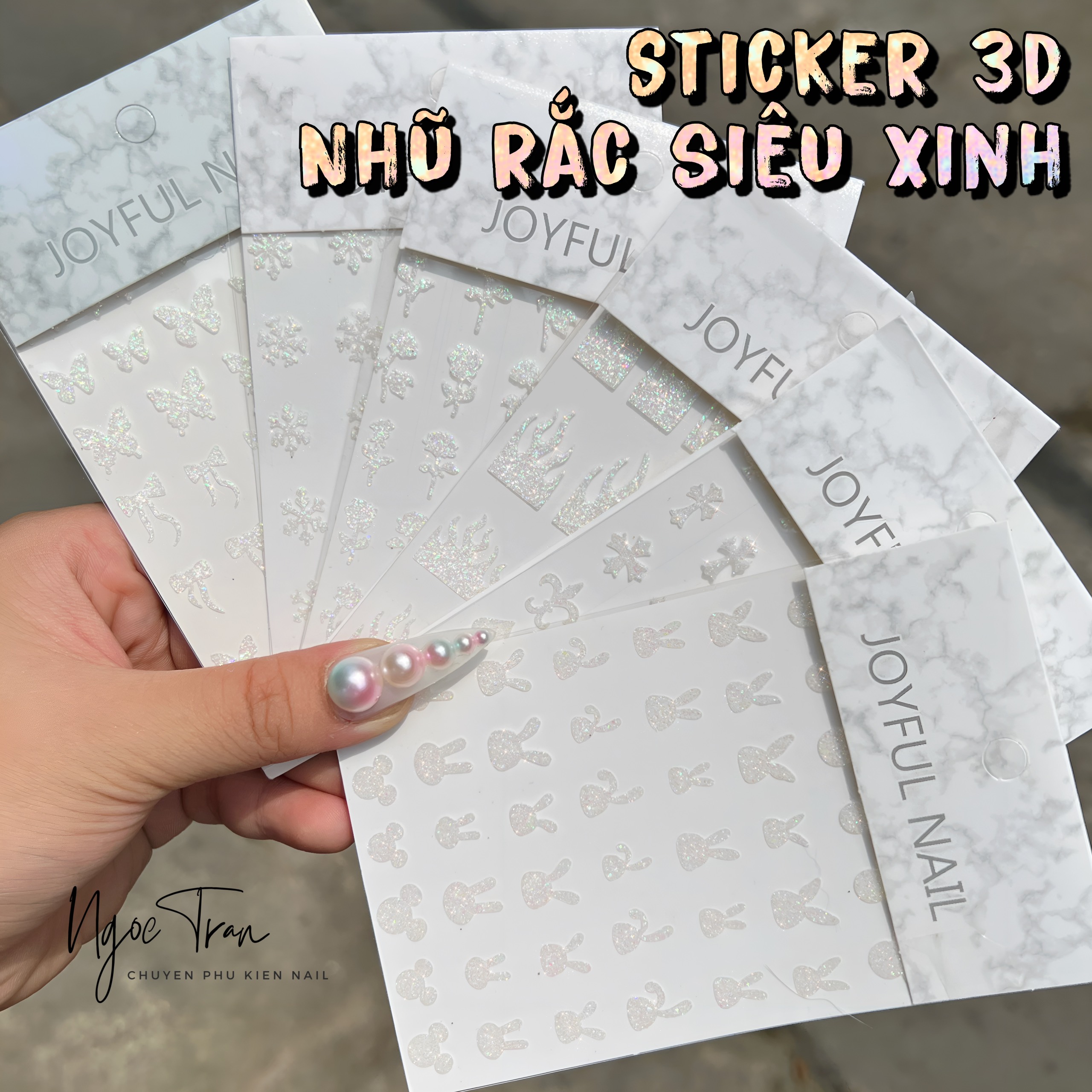 [Ảnh Thật] Sticker 3D | Nhũ Rắc Nổi Lấp Lánh | Hình Dán Móng Tay