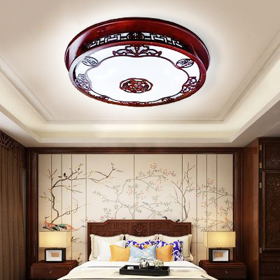 Đèn ốp trần gỗ phòng thờ hình tròn mới