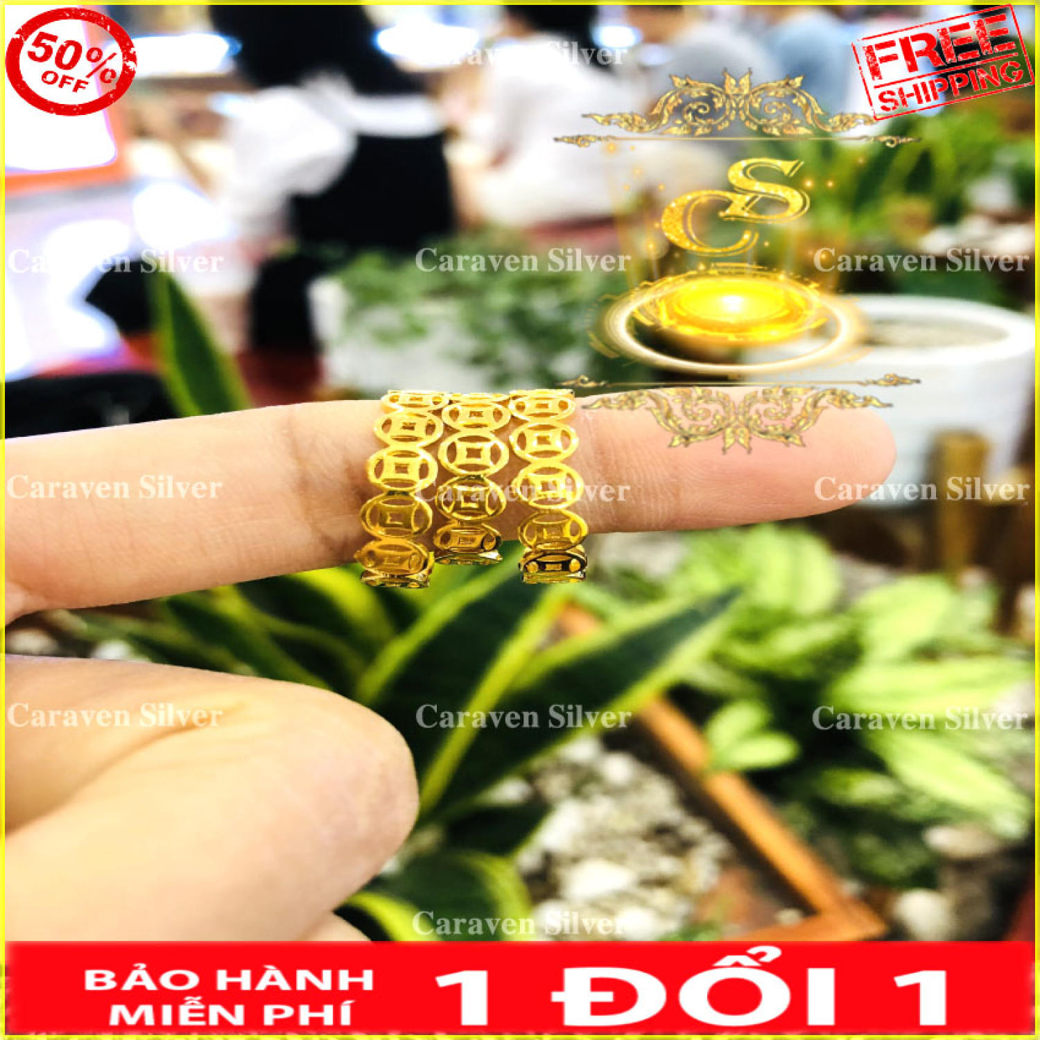 Nhẫn nữ kim tiềƞ mạ vàng 18k - Hồng Tâm Silver - bền màu, khó phai, sang trọng và quý phái - nhẫn nữ, nhan nu, nhẫn nữ mạ vàng 18k, nhan nu mạ vàng 18k, nhẫn nữ hột xoàn, nhan nu hot xoan