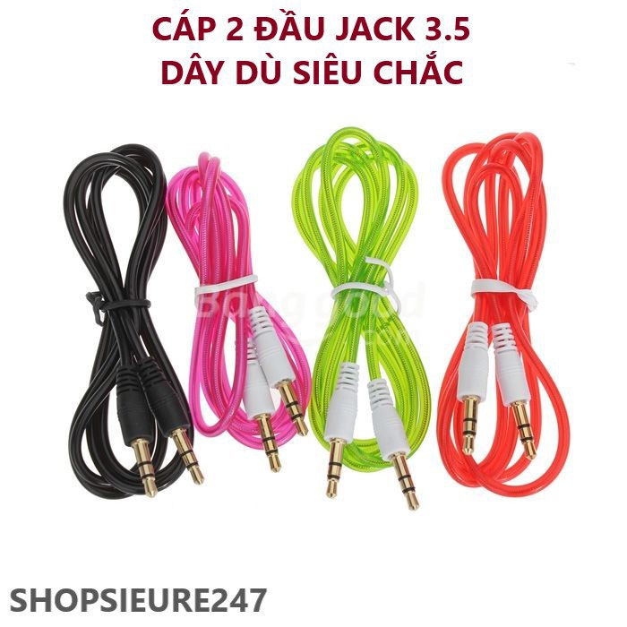 Cáp 2 đầu chuyển 3.5 dây dù 1m ra loa cao cấp