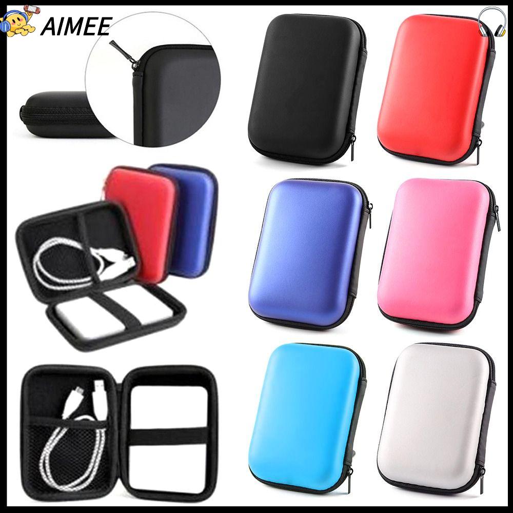 AIMEE Portable Cable Organizer Pouch Case Carry Headphone Headset Accessories Storage Box 2.5" External HDD SSD Box Earphone Bag Hard Drive Disk Case