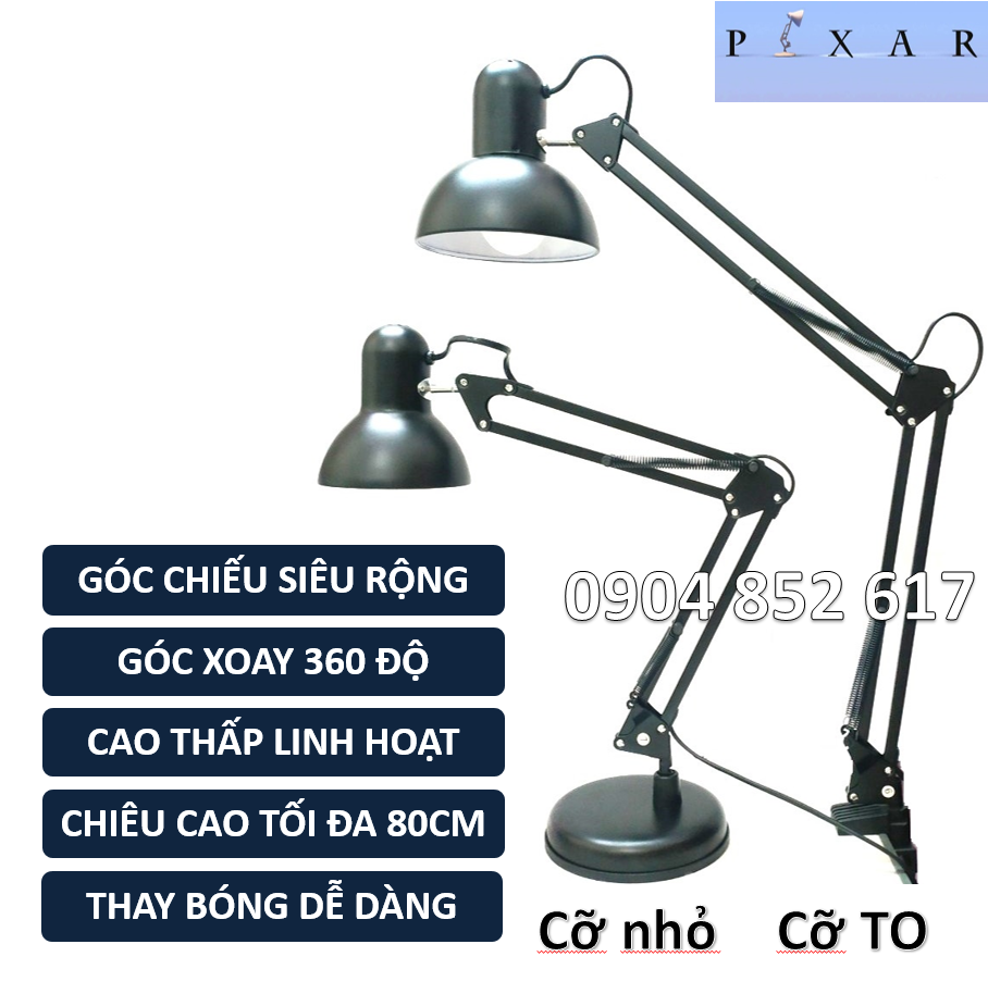 Đèn học kẹp bàn Pixar, Tặng bóng LED Rạng Đông