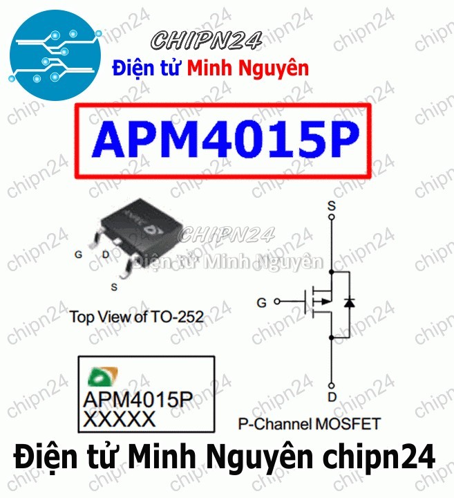[2 con] (SOP) Mosfet Dán APM4015 TO-252 45A 40V Kênh P (SMD) (APM4015N 4015) - HH003628