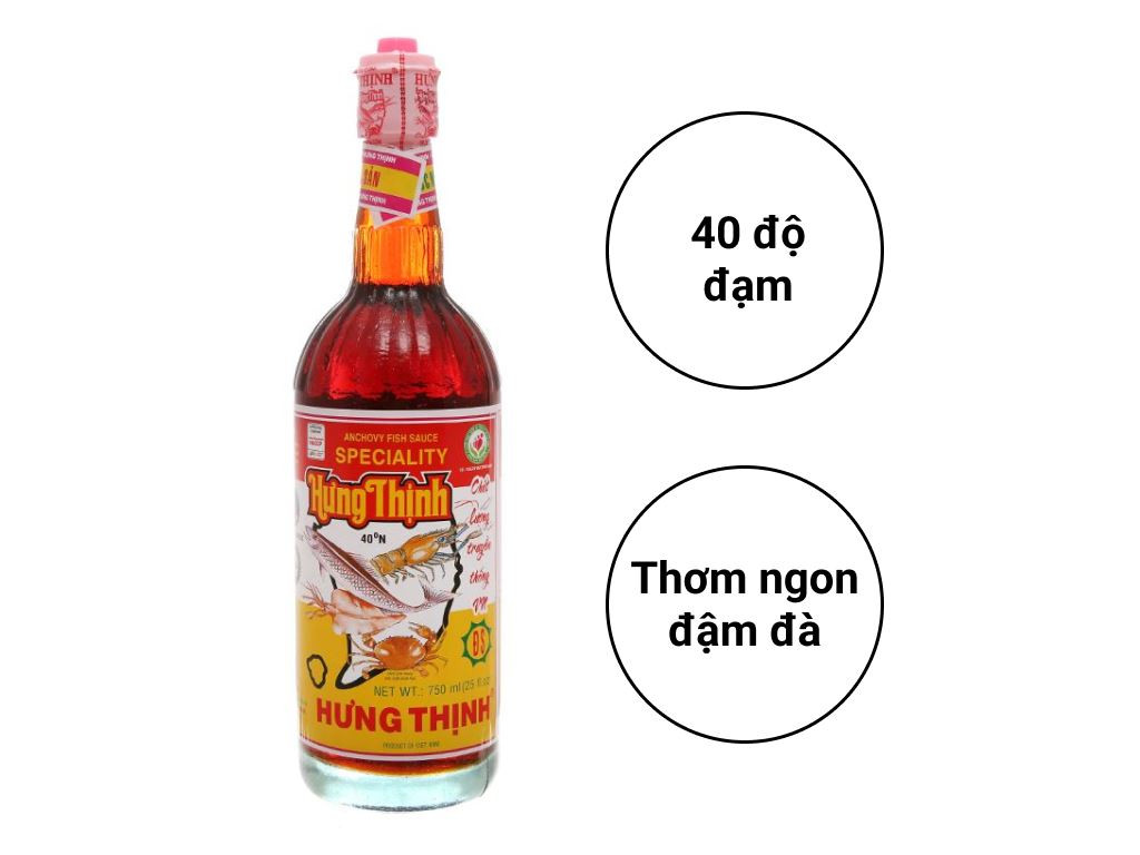 Nước mắm Cá Cơm siêu hạng Hưng Thịnh 35 độ 620ML ( Chai Thủy Tinh ), 40 độ 750ML. Date luôn mới