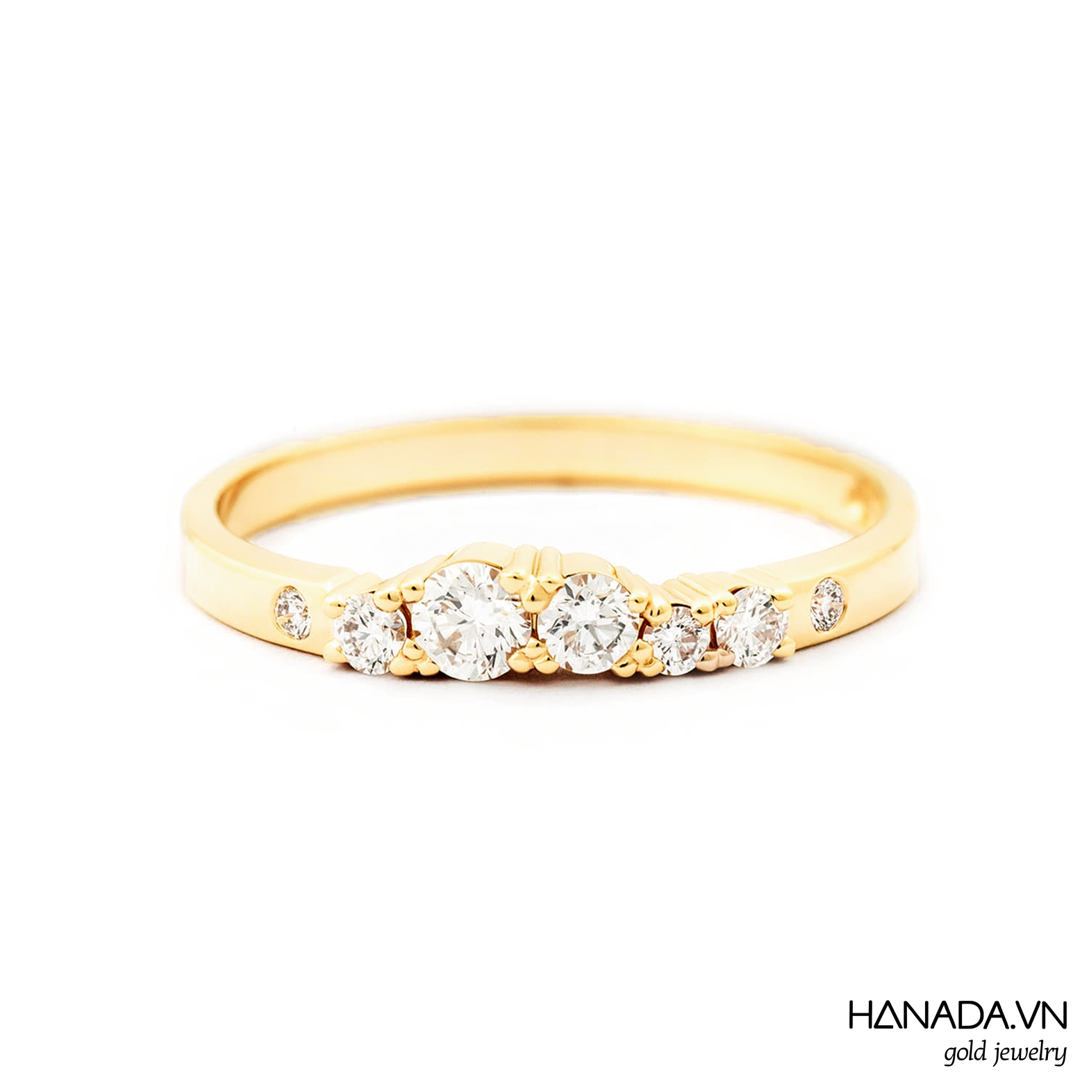 [HCM] Nhẫn Vàng 14K Hanada Bảy Viên Đá Phối