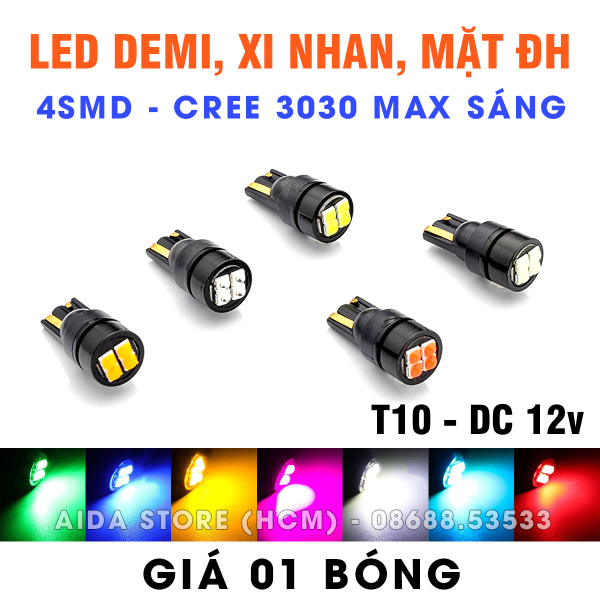 [HCM]01 bóng đèn LED T10 4SMD CREE 3030 lắp mặt đồng hồ demi xi nhan - DC 12v