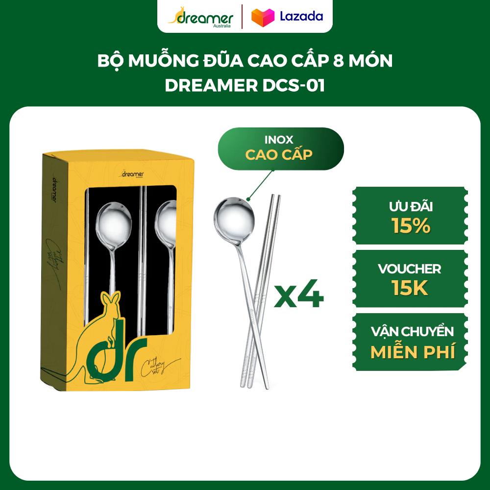 Bộ Muỗng Đũa INOX Cao Cấp 8 Món DCS-01
