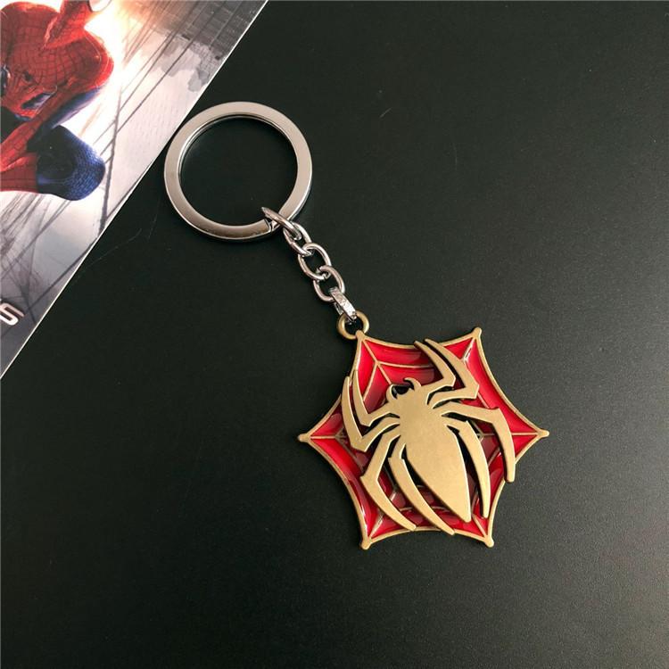 Móc khóa logo Spider-Man nhện đồng xoay đỏ
