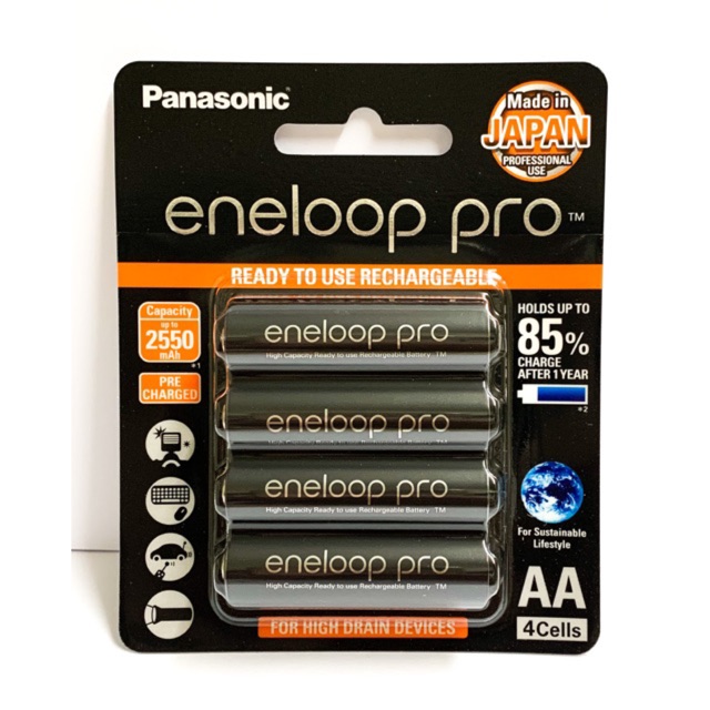 Pin Sạc Eneloop Panasonic Pro 2550 mAh Có thể sạc pin Pin sạc AA Eneloop Pro Panasonic BK-3HCCE/4BV - combo 4 Viên (1 Vỉ)