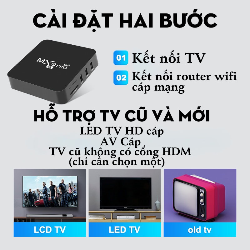 Android TV Box MXQ PRO 4K bản 8G+128GB/16GB+256GB Tiếng Việt Wifi 5G  Rẻ dùng tốt  Android 11.1 Đã cài sãn 300 kênh  tivi box  xem YouTube VV ...