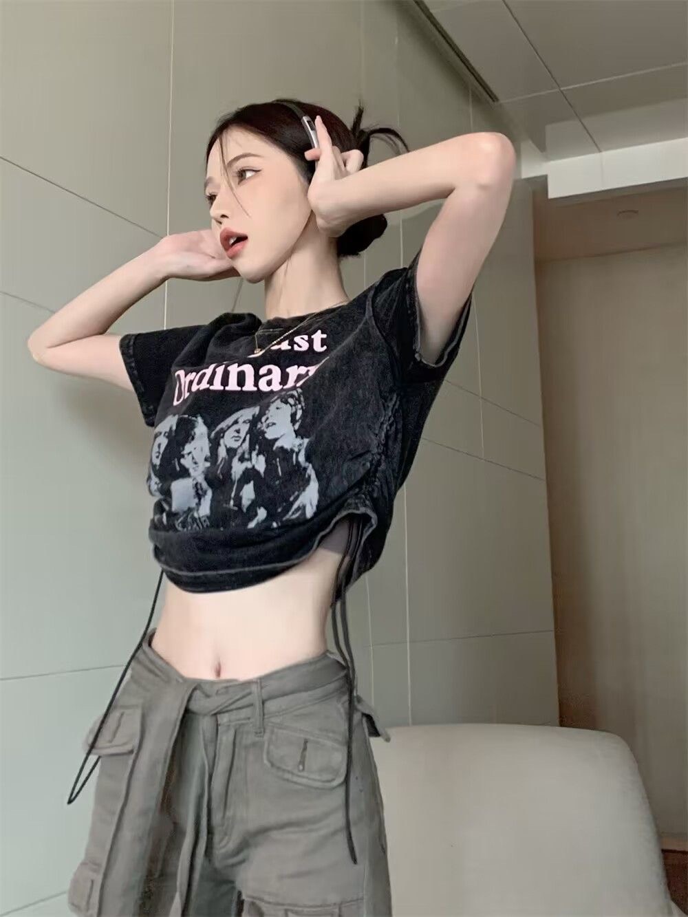 Áo Thun Croptop Kiểu Dây Rút Siêu Chất ORDInary 2023