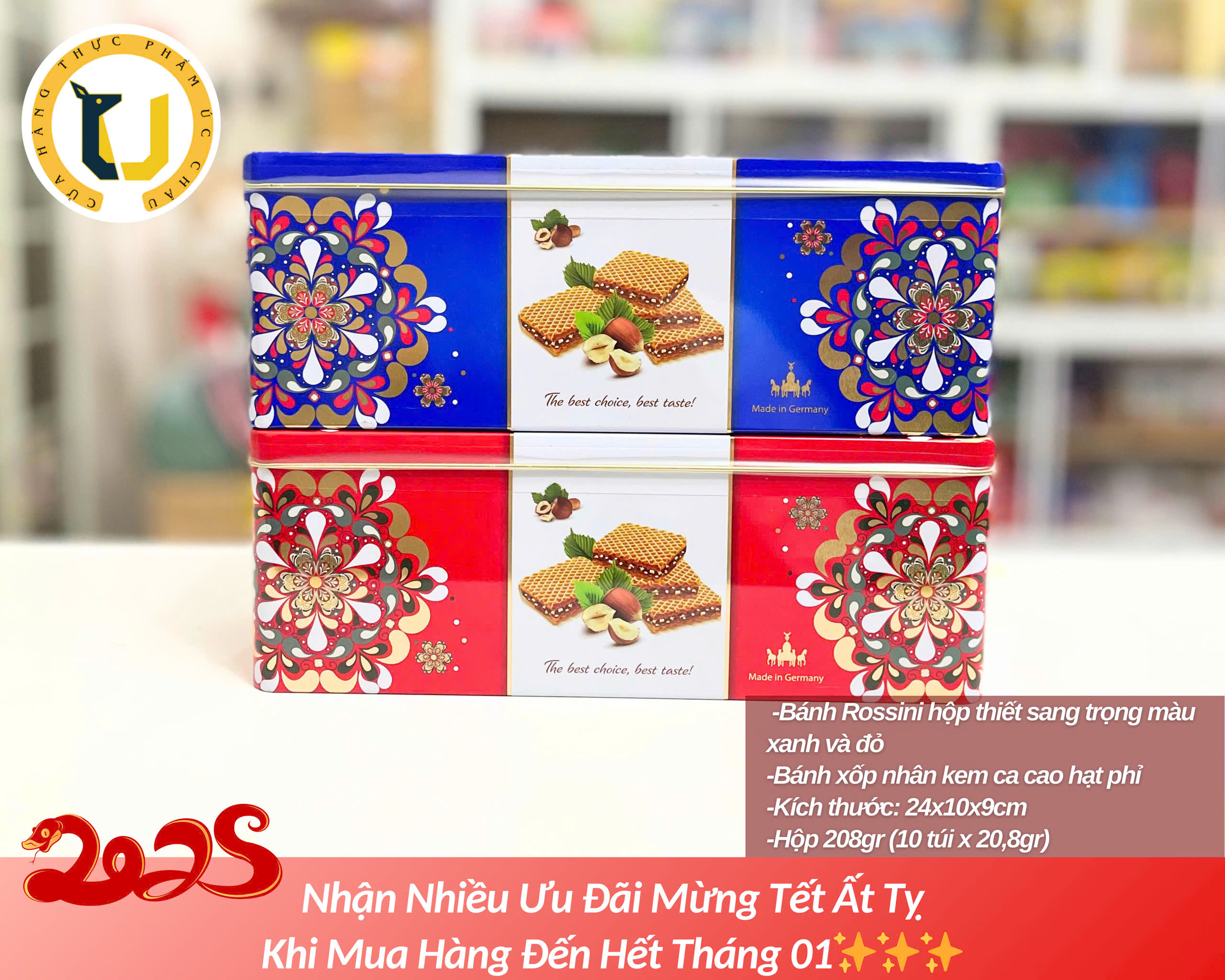 (HÀNG ÚC) Bánh xốp kem sữa và kem hạt dẻ KNOPPERS Milk Hazelnut Cream Wafers lốc 8 bánh rời