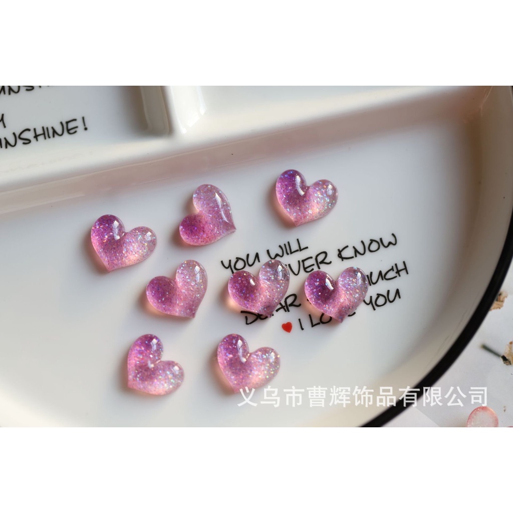 Charm slime/ Dụng Cụ Charm Trang Trí Trái Tim Trong Suốt Kim Tuyến