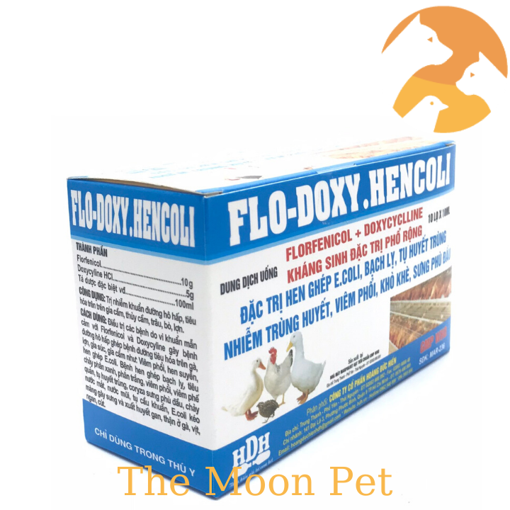 FLO-DOXY.HENCOLI [10 lọ x 10ml] Gà đá hen khẹt, viêm phổi, khò khè