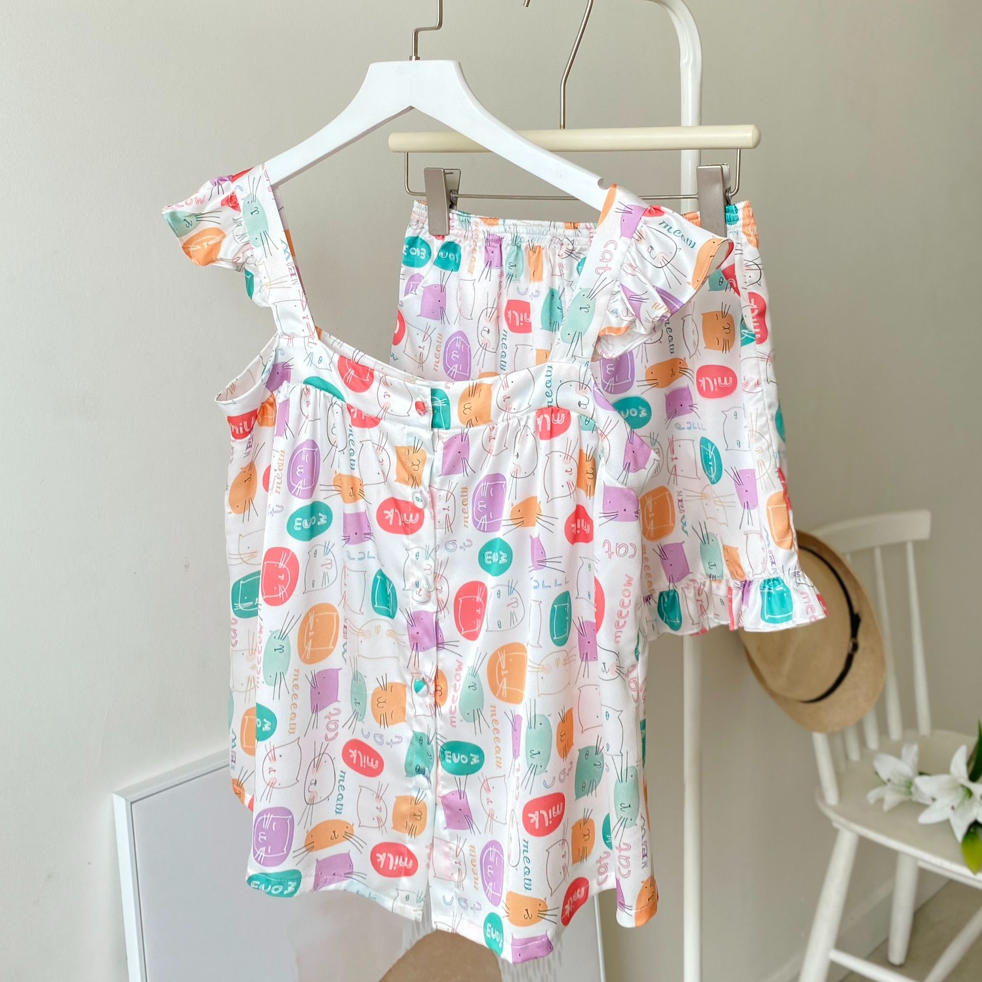 VIBES Đồ bộ 2 dây cánh tiên Lụa satin Mei Straps Set