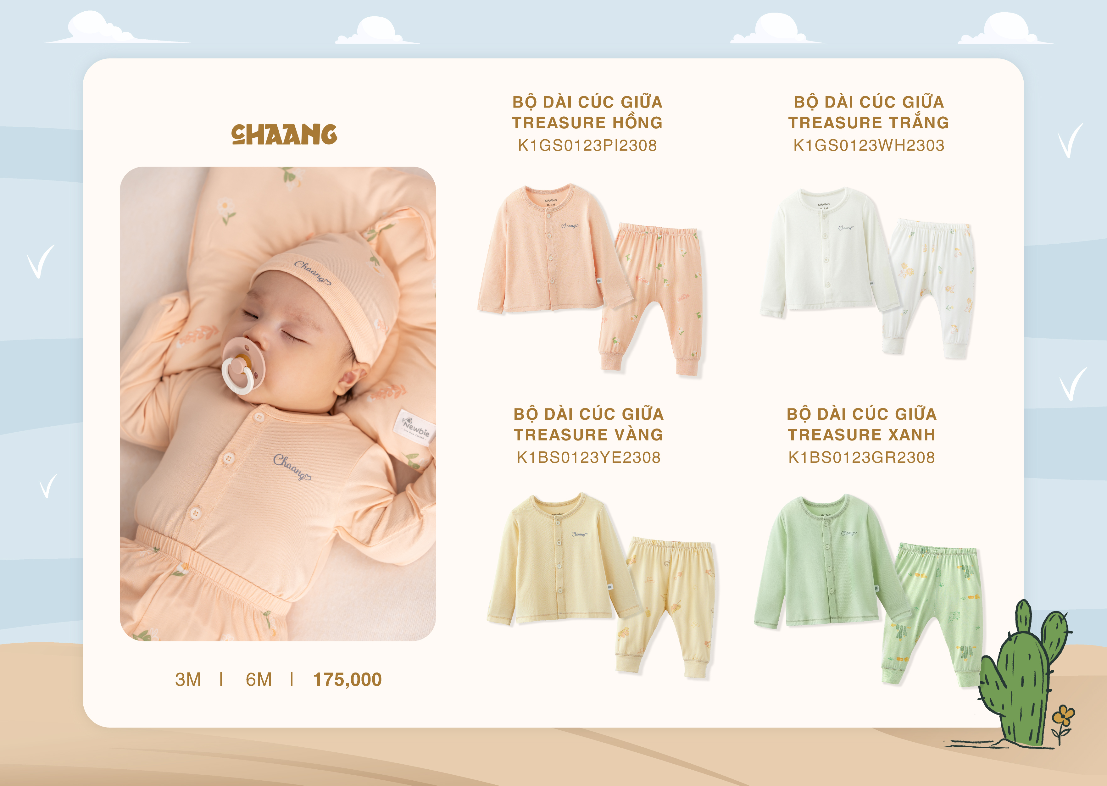 [CHAANG] Bộ quần áo dài cúc giữa Treasure Chaang