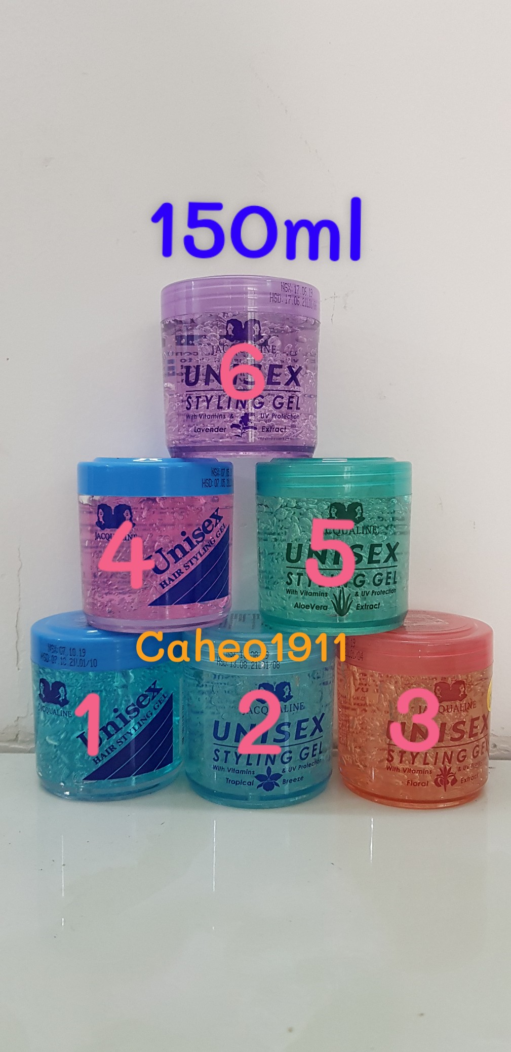 Gel vuốt tóc unisex jacqualine 150g màu ngẫu nhiên