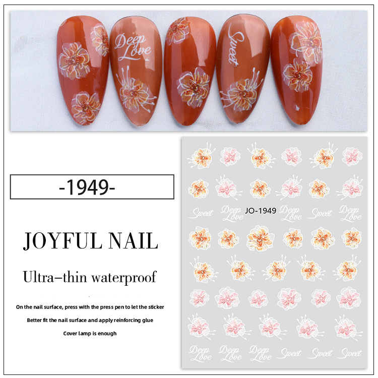 Miếng Dán , Sticker Dán Trang Trí Móng Tay 3D Siêu Mỏng Hình Hoa